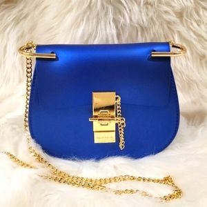 NEW, Bag of Parody, jelly mini shoulder bag, stylish, gold chain, nice blue